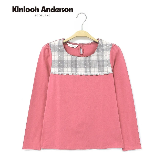 Kinloch Anderson 蕾絲格紋拼接長袖上衣/直(KA0575309 粉/粉藍)