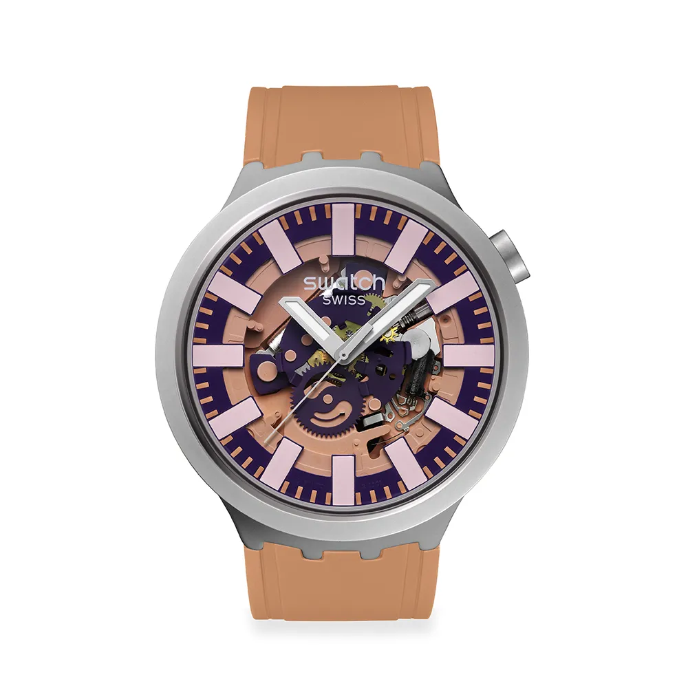 【SWATCH】BIG BOLD 系列手錶 TERRACOTTA TIDE 紅陶色 男錶 女錶 手錶 瑞士錶 錶(47mm)