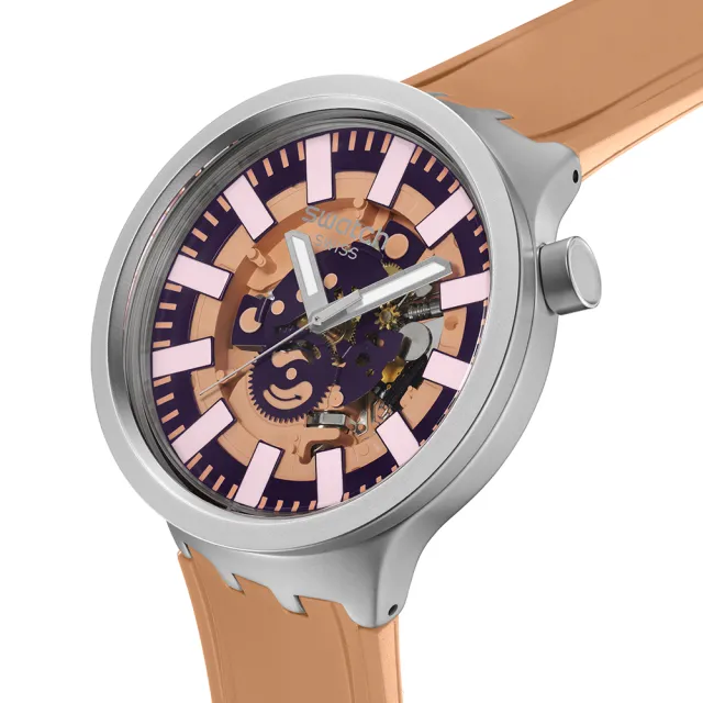 【SWATCH】BIG BOLD 系列手錶 TERRACOTTA TIDE 紅陶色 男錶 女錶 手錶 瑞士錶 錶(47mm)
