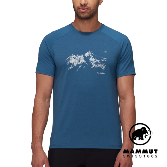 Mammut 長毛象 Mountain T-Shirt Men 8035m 舒適山景印花有機棉短袖T恤 男款 深冰藍 #1017-04503