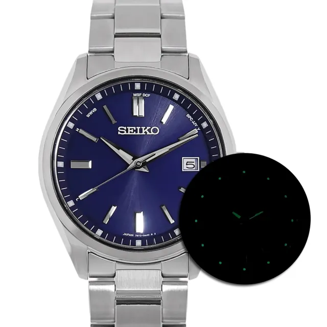 【SEIKO 精工】太陽能 電波錶 萬年曆 藍寶石水晶玻璃 防水100米 日期 不鏽鋼手錶 藍色 40mm(SBTM321)