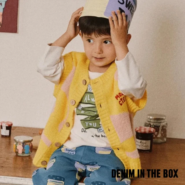 DENIM IN THE BOX 童裝-SCENERY開襟背心(黃色)