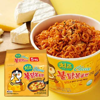 【三養火辣雞】火辣雞肉風味鐵板炒麵 起司風味(140gx5入)