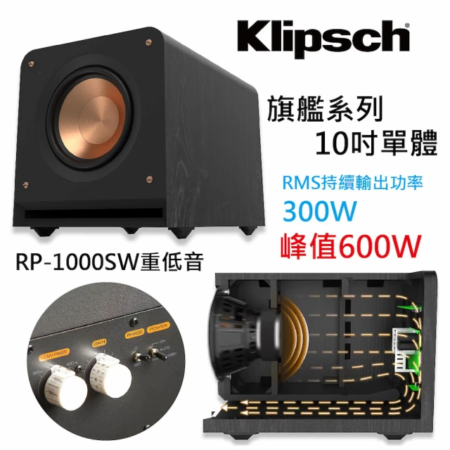 Klipsch RP-1000SW 重低音喇叭-10吋(贈 KLIPSCH T5 SPORT藍牙耳機)