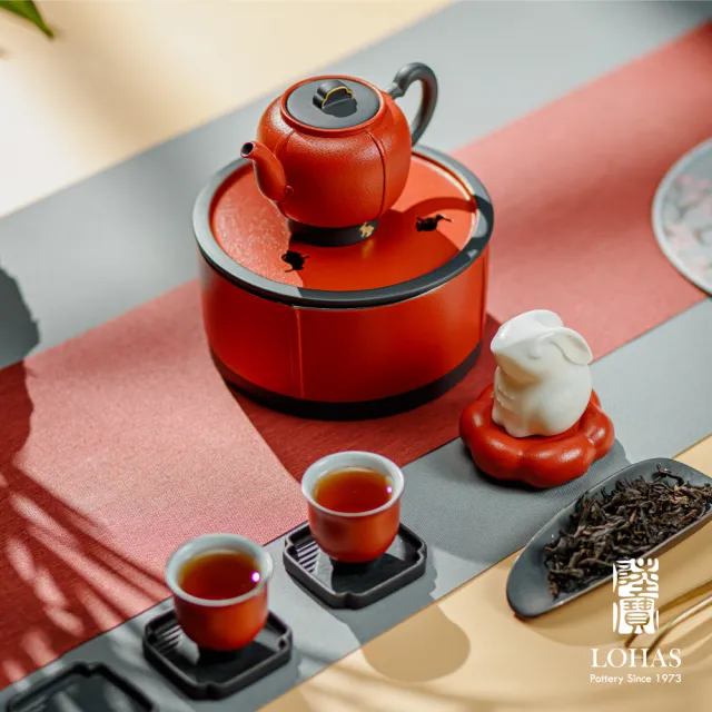 【LohasPottery 陸寶】福照萬家茶禮 富貴紅(全套茶席 賀歲、禮贈的兔年好選擇 茶具/禮品/禮物)
