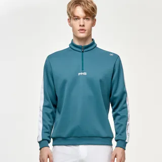 【PING】男款肩袖剪接配色長袖立領上衣-綠(吸濕排汗/蓄熱保暖/GOLF/高爾夫球衫/PA24227-48)