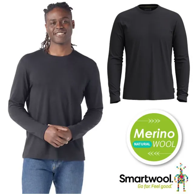 【SmartWool】男 Merino Wool 美麗諾羊毛 Perfect 長袖圓領T恤.套頭衫(SW002595-001 黑)