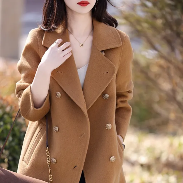 【巴黎精品】現貨+預購 羊毛大衣毛呢外套(保暖秋冬高定翻領女外套2色a1il72)