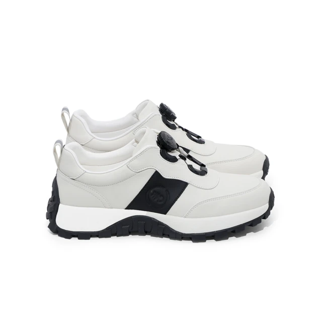 FUFA Shoes 富發牌 真皮彈力鞋帶休閒鞋-黑/白 8