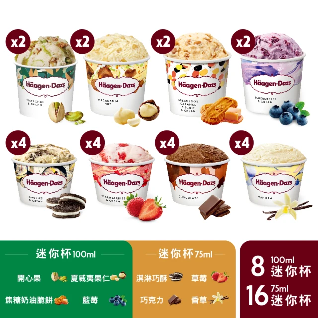 Haagen-Dazs 哈根達斯 獨家法式驚艷馬卡龍迷你杯24入組(100ML 8入+75ML 16入)