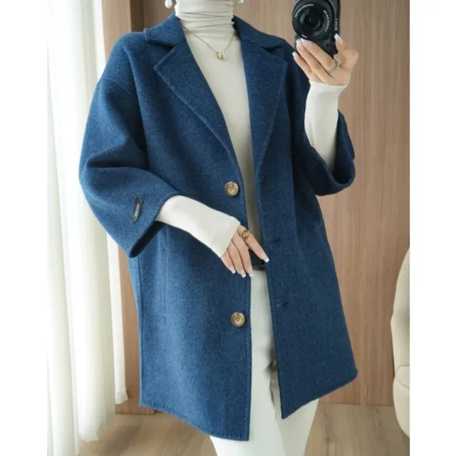 【巴黎精品】現貨+預購 羊毛大衣毛呢外套(保暖寬版雙面西裝女外套2色a1il13)