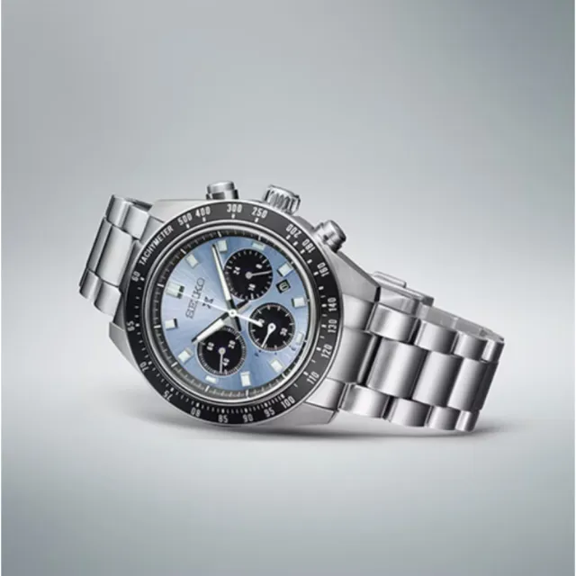 【SEIKO 精工】Prospex SPEEDTIMER 熊貓 太陽能計時腕錶-冰藍/41.4mm(SSC935P1 / V192-0AH0U)