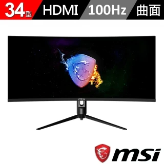 MSI 微星 送無線觸控鍵盤+電競鼠墊組★MAG342CQPV 34型 VA UWQHD 100Hz 電競曲面螢幕(21:9/1ms/Adaptive