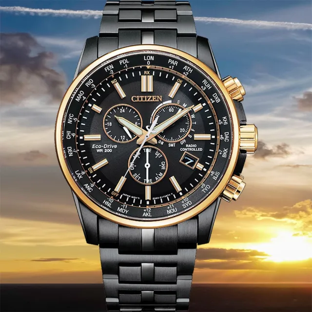 【CITIZEN 星辰】洲限定光動能電波計時手錶 雙11優惠(CB5888-87E)