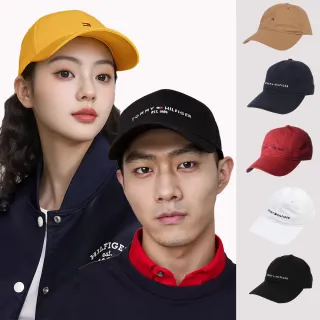 【Tommy Hilfiger】TOMMY 經典刺繡文字Logo可調式鴨舌老帽-多色組合(可情侶穿搭/平輸品)