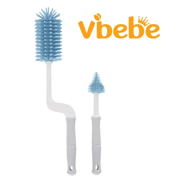 Vibebe 矽膠旋轉奶瓶刷組(奶嘴刷+奶瓶刷 奶瓶清潔 安全無毒 360度旋轉)