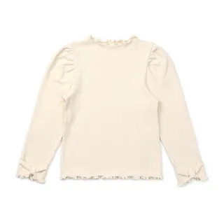 【lulabee】童裝-柔軟蝴蝶結衣袖滾邊上衣(白色)
