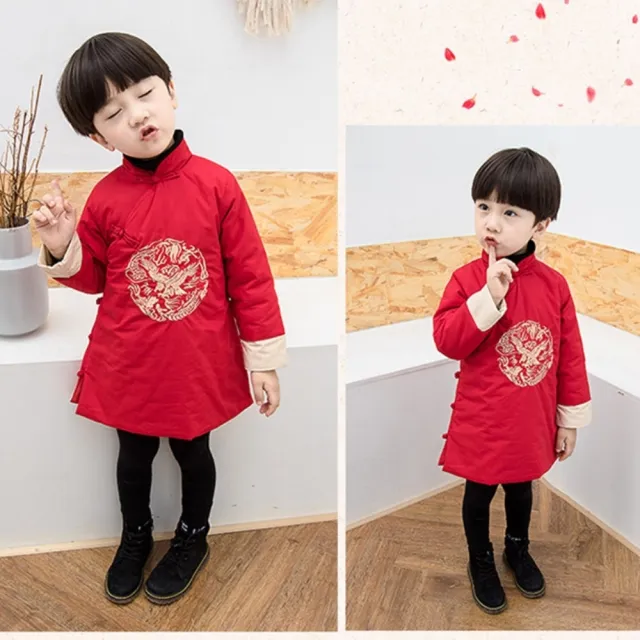 【橘魔法】大紅中國風老鷹長袍(棉襖 中國結 拜年服 旗袍裝 過年 喜宴 大紅 唐裝 新衣 新年 男童 兒童 童裝)