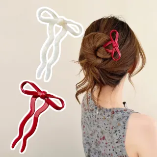 【優雅美人】蝴蝶結髮簪2入組(髮插 婚禮 髮髻 禮物 金屬髮飾 髮釵 漢服頭飾 旗袍 包包頭 編髮器)