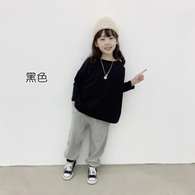 【橘魔法】素面寬鬆落肩一字領長袖上衣（小孩賣場）(大童 男童 女童 中性款 親子裝 童裝 兒童)