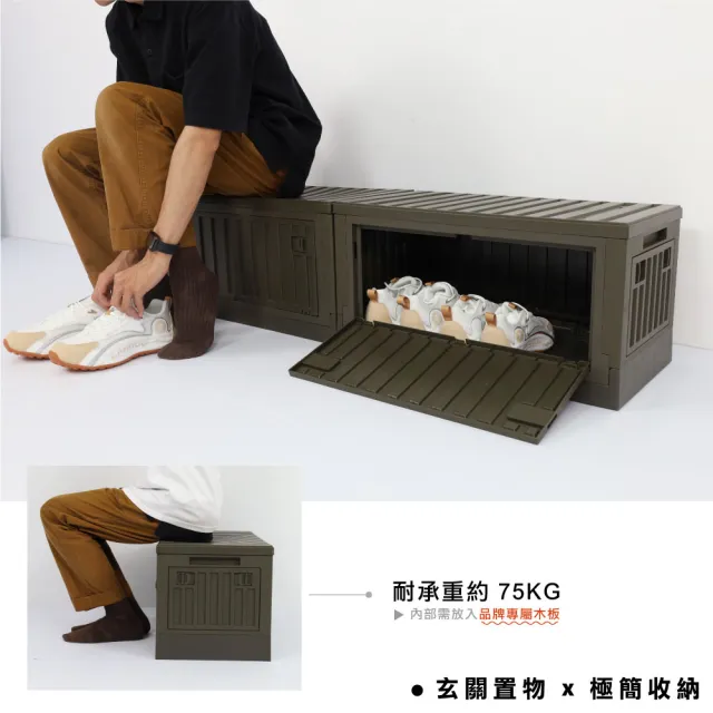 【ONE HOUSE】62L 金屬骨幹 小丹尼貨櫃五開門折疊收納箱_2入(收納櫃/露營收納/收納架/置物櫃)