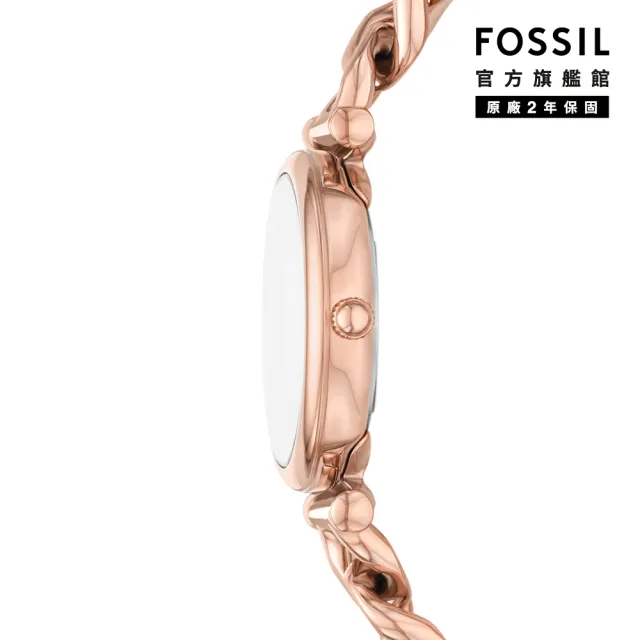 【FOSSIL】Carlie系列 優雅羅馬時刻手錶手鍊套組 不鏽鋼鍊帶 28MM (2色可選)
