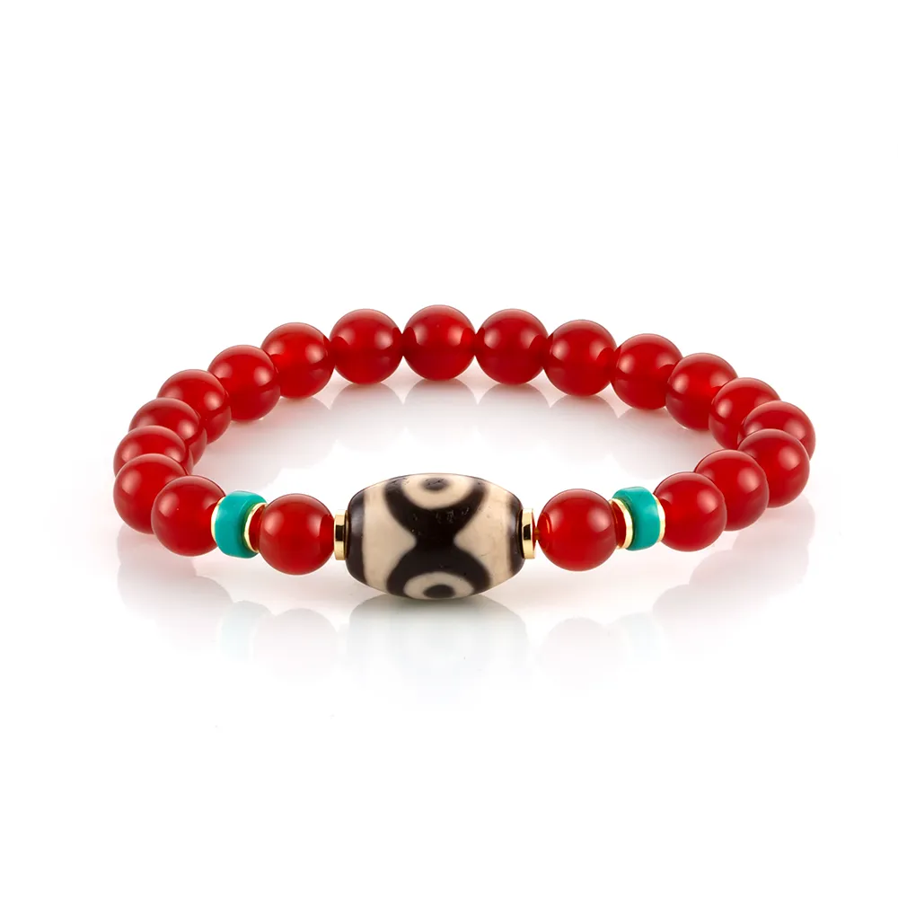 Woogie武吉珠寶】達洛三眼天珠紅瑪瑙手鍊(17mm) - momo購物網- 好評
