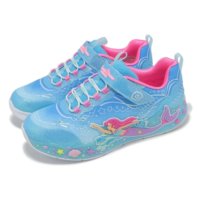 SKECHERS 兒童燈鞋 S Lights-Mermaid Dreams 中童 小朋友 魔鬼氈 燈鞋 閃燈 發光(303060-LBLMT)