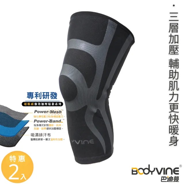 【BodyVine 巴迪蔓】超肌感貼紮護膝-特惠2入組(左右副韌帶 半月板穩固 CT-N15520_2入組/CT-N15521_2入組)