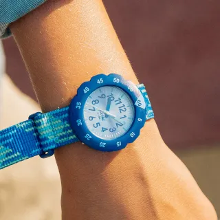 【Flik Flak】兒童錶 LOOP IN BLUE 兒童手錶 兒童禮物 瑞士錶 編織錶帶(34.75mm)
