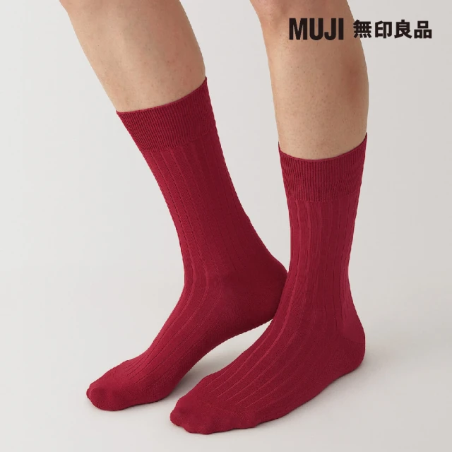 MUJI 無印良品 男光澤感羊毛線編織螺紋直角襪(共10色)