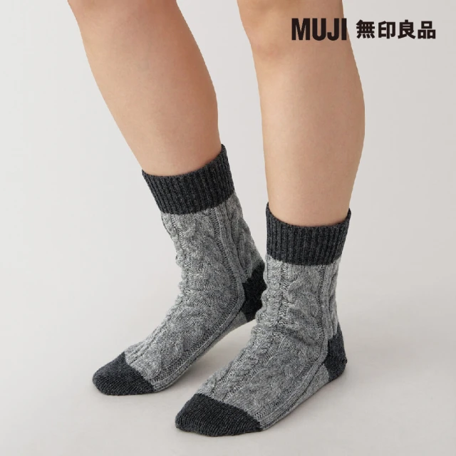 MUJI 無印良品 女羊毛混紋樣室內直角襪(共4色)