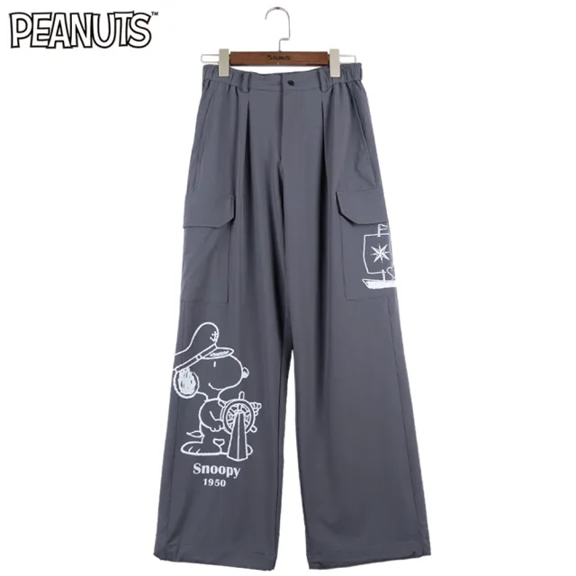 【SNOOPY 史努比】史努比船長掌舵束繩工裝褲(休閒褲 舒適)