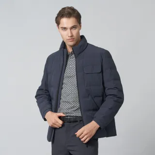 【pierre cardin 皮爾卡登】商務休閒 男款 都會休閒立領羽絨夾克外套-深灰色(5245772-95)