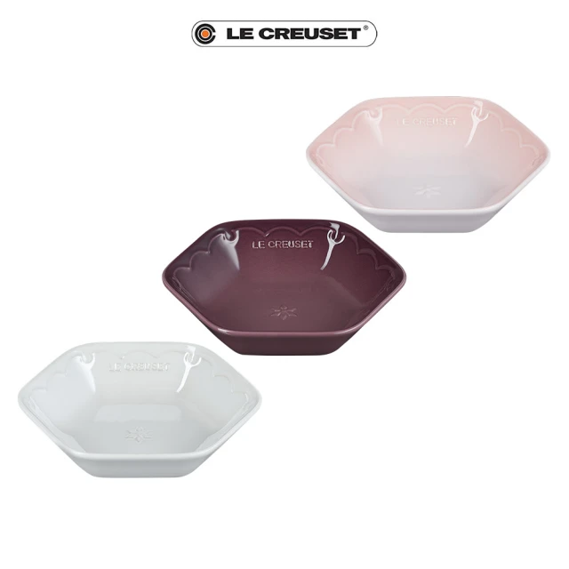 Le Creuset 瓷器雪藏時光系列六角深盤21cm(珠光白/無花果/貝殼粉 3色選1)