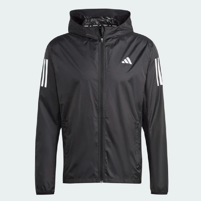 adidas 愛迪達 OTR JACKET M 男 黑色 連帽外套 防風 防潑水 拉鍊口袋 反光(HZ4523)