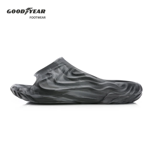 GOODYEAR 固特異 縱谷-輕量緩震拖鞋/男鞋 緩震Q彈 岩層紋造型 黑迷彩(GAML43360)