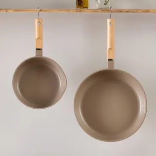 【Roichen】韓國抗菌陶瓷不沾雙鍋組 深炒鍋20cm 平底鍋28cm(陶瓷塗層不沾鍋 100%韓國製造 全火源適用 )