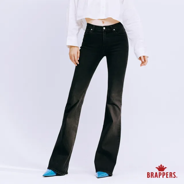 【BRAPPERS】女款 新美腳ROYAL系列-中腰彈性大喇叭褲(黑)