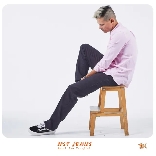 【NST JEANS】灰牛仔 義大利國旗光束 棉彈牛仔褲-中腰直筒 台製 男 特大尺碼(398-66858/3882)