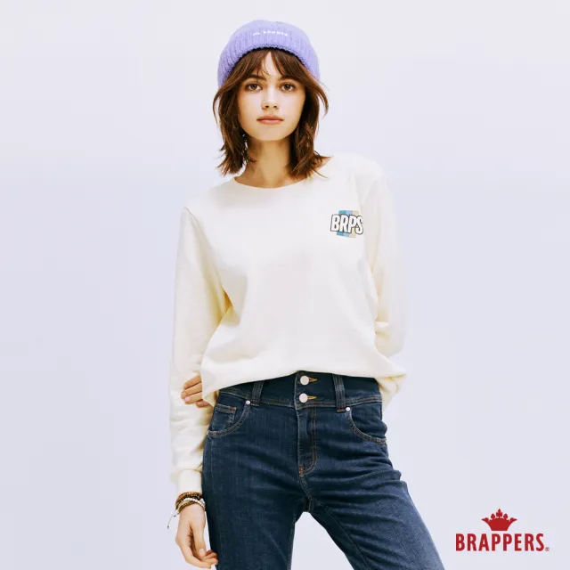 【BRAPPERS】女款 BRPS LOGO長袖圓領上衣(鵝黃)