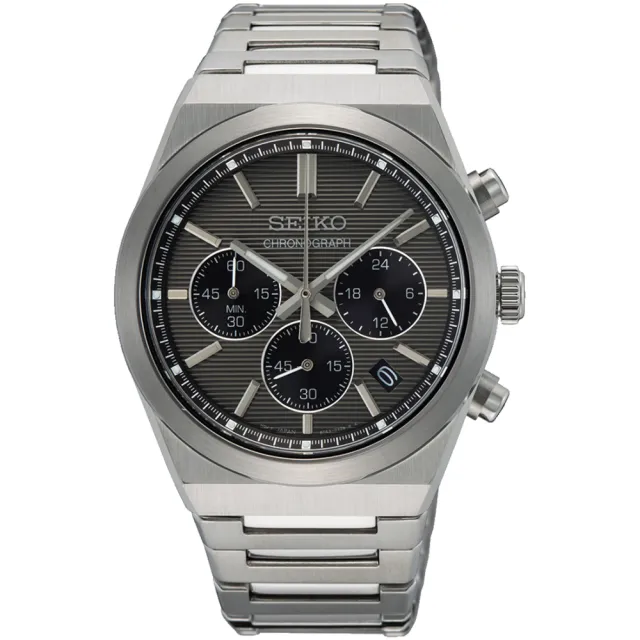 【SEIKO 精工】CS系列 時尚三眼計時腕錶/灰面40mm(8T63-02F0N / SSB455P1)