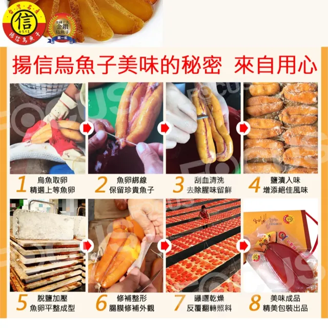 【揚信】6兩極品*1片 連七年全國冠軍王信丁頂級金鑽烏魚子(年菜 年節 過年 伴手禮 禮盒 春節禮盒首選)