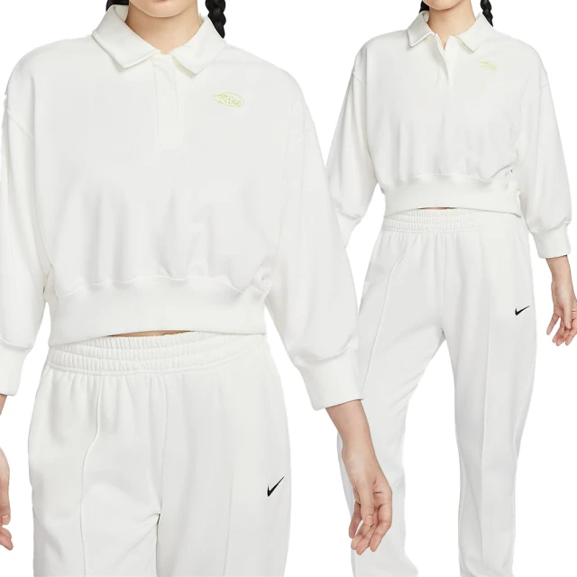 NIKE 耐吉 PHNX FLC Crop Polo GC 女款 米白色 Polo衫 寬鬆 運動長袖 HQ7395-133