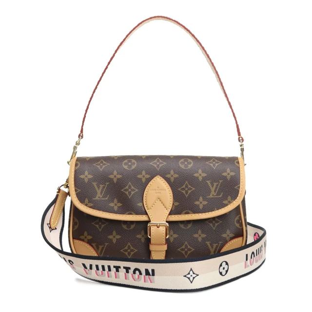 Louis Vuitton 路易威登 M45985 經典老花Monogram帆布Diane系列雙背帶肩背斜背包法棍包(經典花紋x米色)