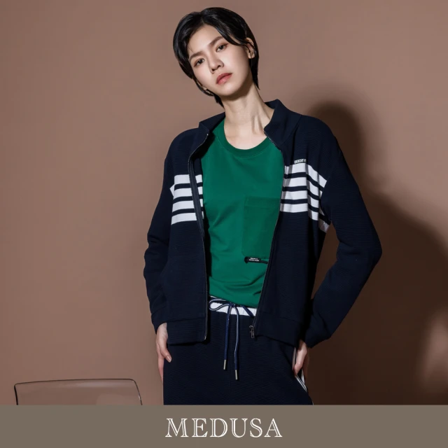 MEDUSA 曼度莎 現貨-白色條紋運動風夾克外套（M-XL）｜女運動外套 女外套(501-7020A)