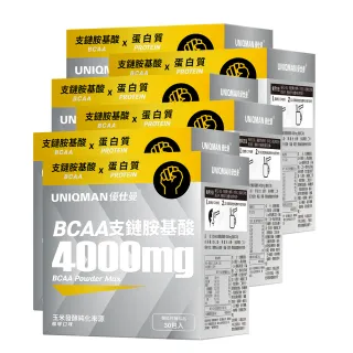 【UNIQMAN】BCAA支鏈胺基酸粉 4000mg 咖啡口味 6盒組(5.2g/包；30包/盒)