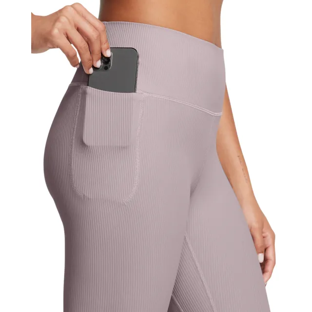 【UNDER ARMOUR】UA 女 Meridian 羅紋緊身九分褲_1386467-015(灰紫色)