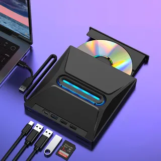 【YOLU】五合一 CD/DVD讀取外接式燒錄機 多功能擴展光碟機 USB3.0刻錄機 USB/Type-C燒錄器 筆電桌機適用