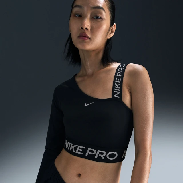 NIKE 耐吉 長袖上衣 女款 運動 不對稱短版上衣 AS W NP DF SHINE CROP TOP 黑 FV8101-010